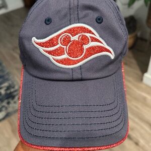 Disney Cruise Line Distress Baseball Hat Blue Red Mickey Mouse Embroidered Adult